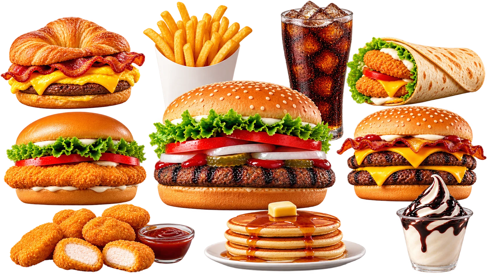 Burger King menu & prices guide with a variety of burgers, sides, and beverages