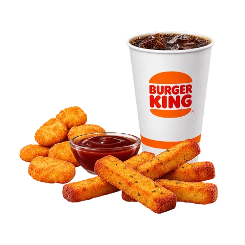 French toast sticks meal with syrup, hash browns and coffee - sweet breakfast combo