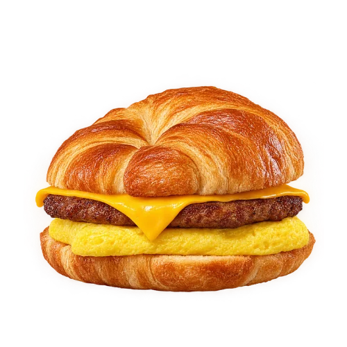Sausage egg cheese Croissan'wich - classic grilled sausage patty on a flaky croissant bun