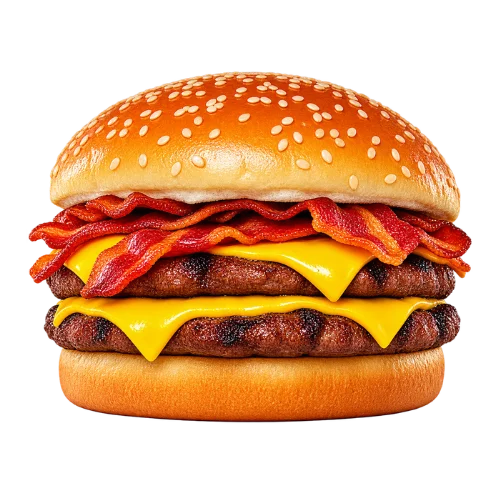 Bacon King burger with two beef patties, melted cheese, and a thick layer of crispy bacon