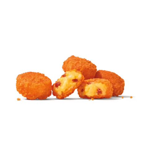 Cheesy Bacon Tots, crispy golden bites split open to show melted cheese and bacon pieces
