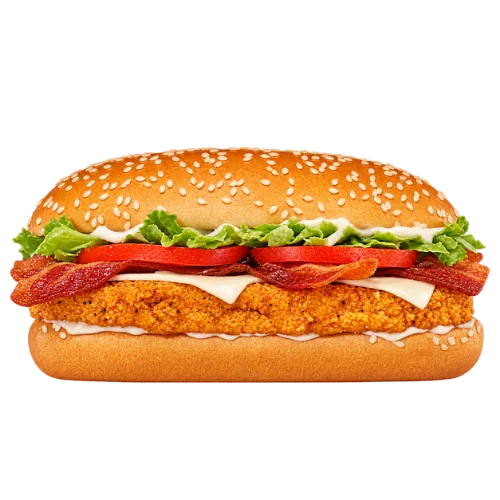 Club Original Chicken Sandwich with a crispy chicken fillet, bacon, and lettuce on a long sesame bun