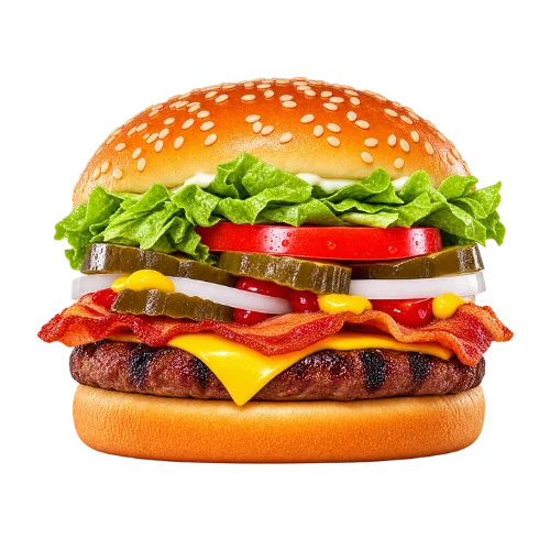 Texas Whopper Jr. with a single patty, bacon, melted cheese, lettuce, tomato, and mustard