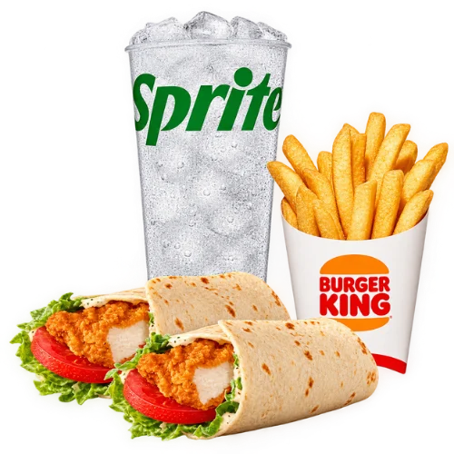 Two Royal Crispy Wraps meal with crispy chicken, fries, and a Sprite