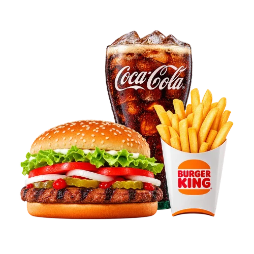Whopper meal with fries and Coca-Cola from the Burger King lunch menu with prices